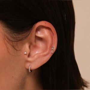 Nickel Free Silver Hoop Earrings Small 925 Sterling Silver Zirconia huggie